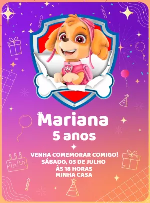 Invitación rosada del cumpleaños de la muchacha de la Patrulla Canina - Un  increíble editor en línea para editar las invitaciones, logos, tarjetas,  arte de redes sociales, carteles y mucho más!