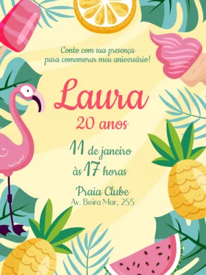 Tropical Birthday Invitation - Flamingo