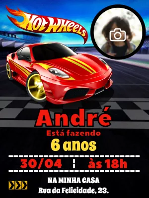 HotWheels Birthday Invitation with photo