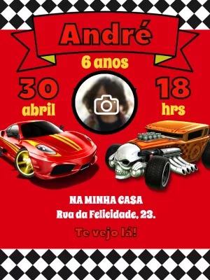 HotWheels Birthday Invitation with photo