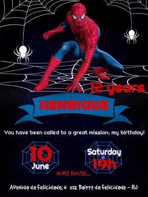Make online invitation digital invitation Digital invitation Spider-Man