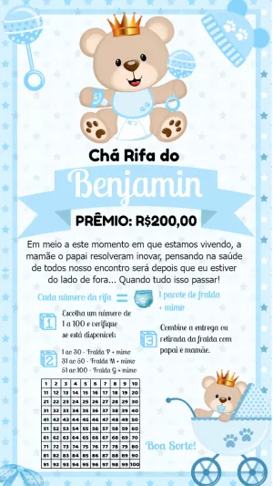 COMO FAZER CONVITE PARA CHÁ DE BEBÊ PELO CELULAR TEMA URSINHO REALEZA 