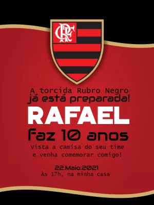 Convite Aniversario Flamengo - Edite grátis com nosso editor online