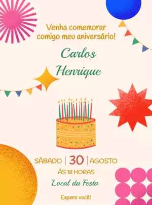 Invitación de cumpleaños de pastel minimalista