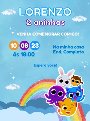 Convite Aniversário Bolofofos Menino Azul