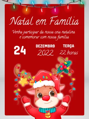 Convite Festa Natal Ceia Família com Fotos em Video Whatsapp
