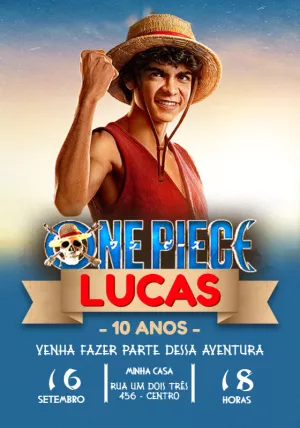 Convite Aniversário One Piece Luffy live action