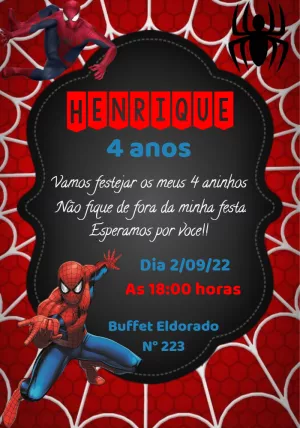 Criar convite de Homem Aranha online grátis