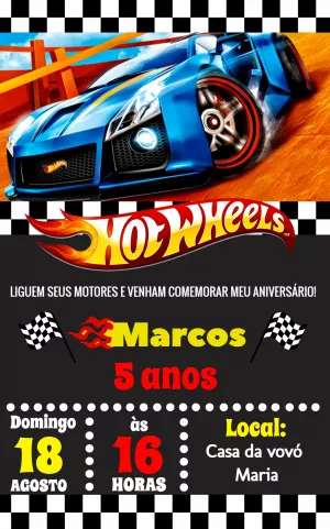 Convite Aniversário Hot Wheels