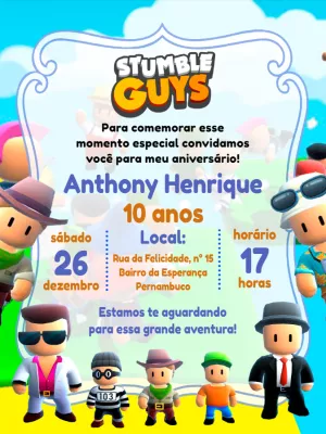 Convite Stumble Guys - Animavite - Convites Digitais e Interativos