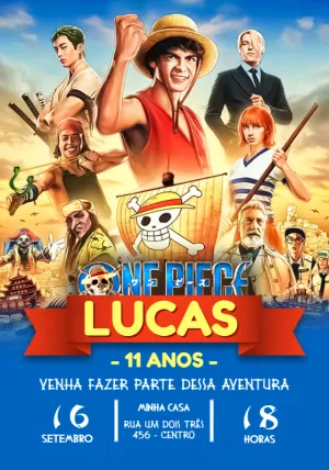 Convite Aniversário One Piece live action