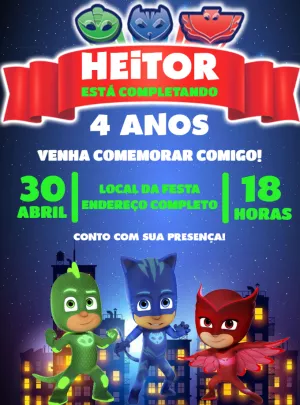 Convite Aniversário Pj Mask