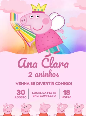 Convite Aniversário Peppa Pig rosa