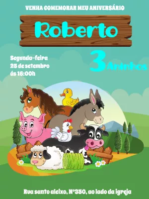 Convite aniversário Fazendinha