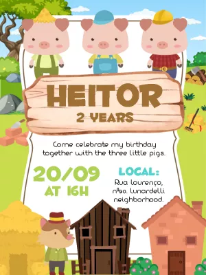 Make online invitation digital invitation birthday three little pigs Make online invitation digital invitation birthday three little pigs