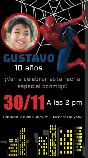 Hacer invitación en línea invitación digital cumpleaños spiderman con foto