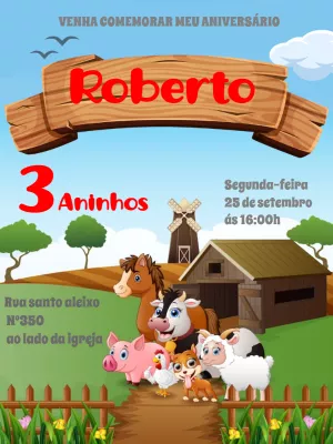 Convite aniversário Fazendinha