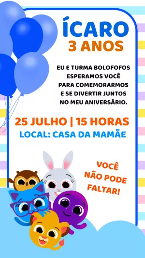 Grátis - Fazer convite online convite digital aniversário bolofofos