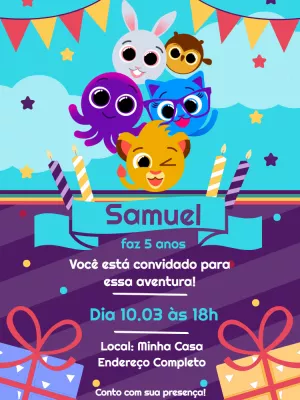 Convite Aniversário Bolofofos Festa Infantil - Edite grátis com nosso  editor online