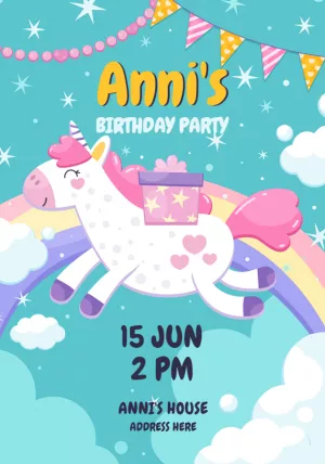 Invitation birthday Unicorn