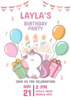 Invitation birthday Unicorn