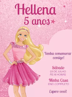 Convite Barbie - Edite grátis com nosso editor online