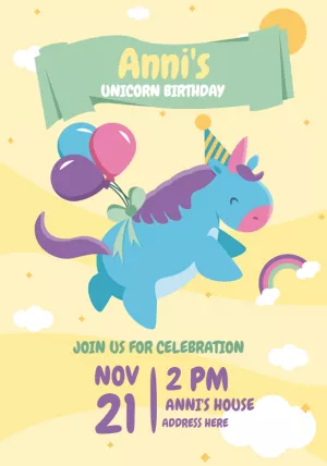 Invitation birthday Unicorn