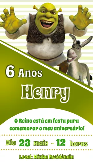 Convite aniversário Shrek