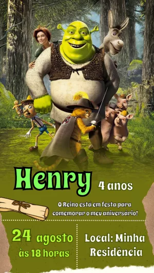 Convite aniversário Shrek