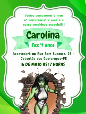 Convite Digital She Hulk para Whatsapp