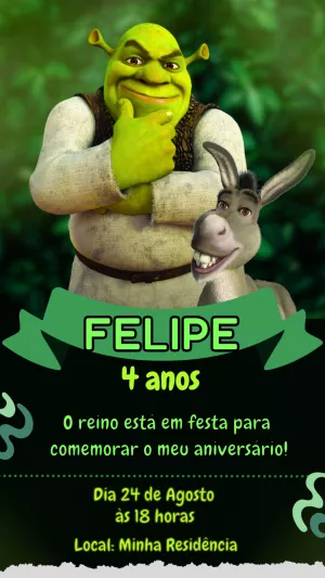 Convite aniversário Shrek