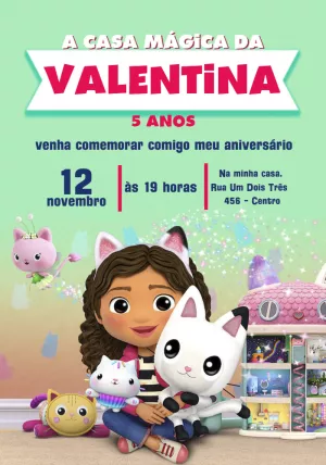 Convite aniversário A Casa Mágica da Gabby