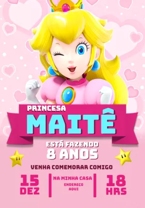 Convite aniversário princesa peach