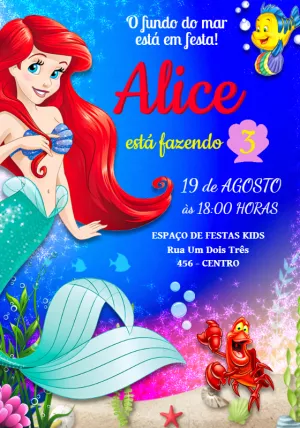 Ariel The Little Mermaid birthday invitation