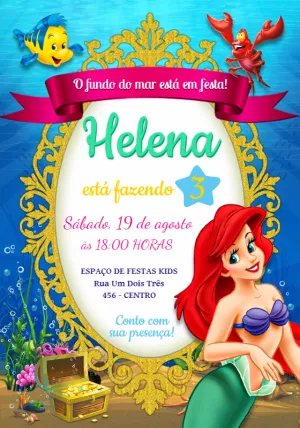 Ariel The Little Mermaid birthday invitation