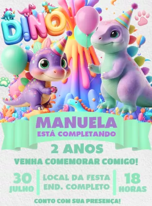 Convite Aniversário Dinossauros