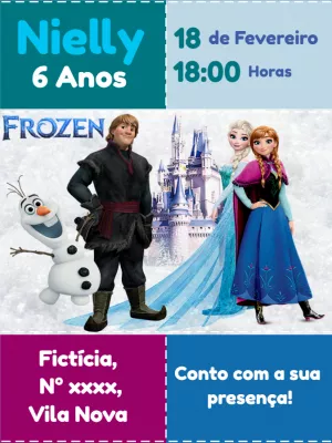 Convite aniversário Frozen Edite grátis com nosso editor online