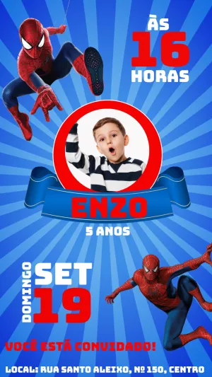 Convite Aniversário Homem Aranha Com Foto Edite Grátis Com Nosso Editor Online 7920