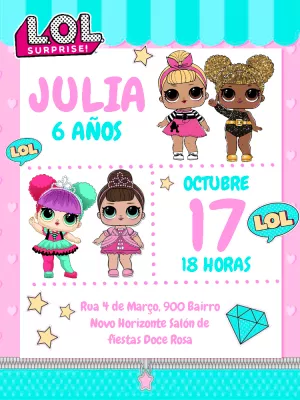 Hacer invitación en línea invitación digital invitación digital cumpleaños  muñeca lol sorpresa