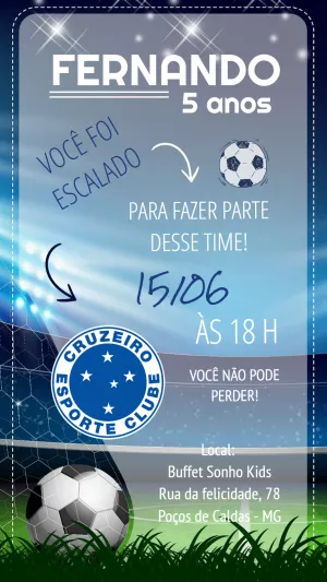 Convite futebol - Edite grátis com nosso editor online