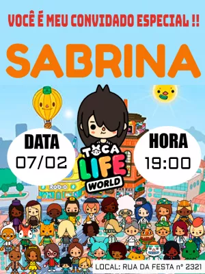 Convite de Aniversário Toca Life World Infantil Grátis - Imagem Legal