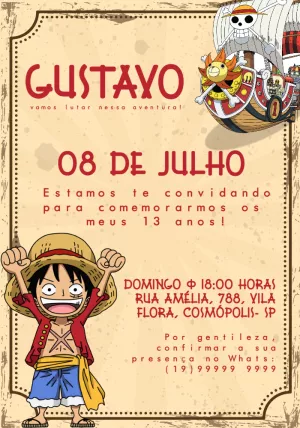 Convite Aniversário One Piece