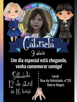 Wandinha Addams birthday invitation with photo