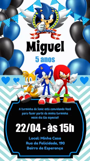 ▷ Invitación Digital Cumpleaños Sonic, GRATIS