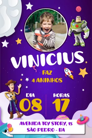 Convite aniversário Toy Story com foto