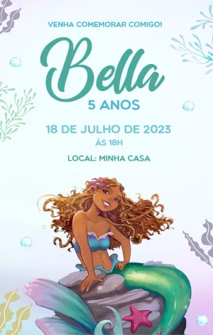 Convite aniversário A Pequena Sereia Ariel