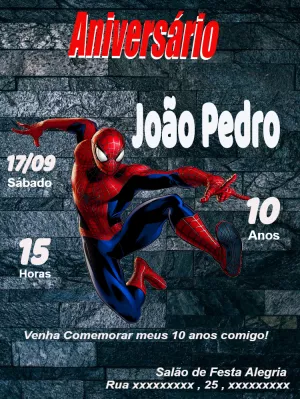 Convite Homem Aranha - Edite grátis com nosso editor online