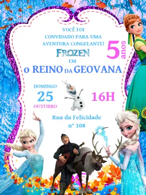 Convite Virtual - Aniversario tema Frozen  Frozen, Convites criativos,  Convite aniversário frozen