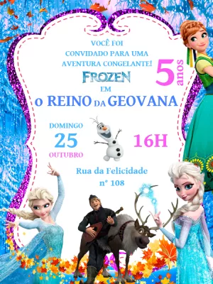 Convite Aniversário frozen Edite Online