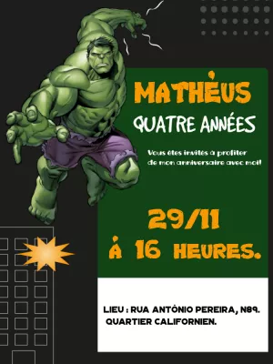 Faire Une Invitation En Ligne Invitation D 39 Anniversaire L 39 Incroyable Hulk